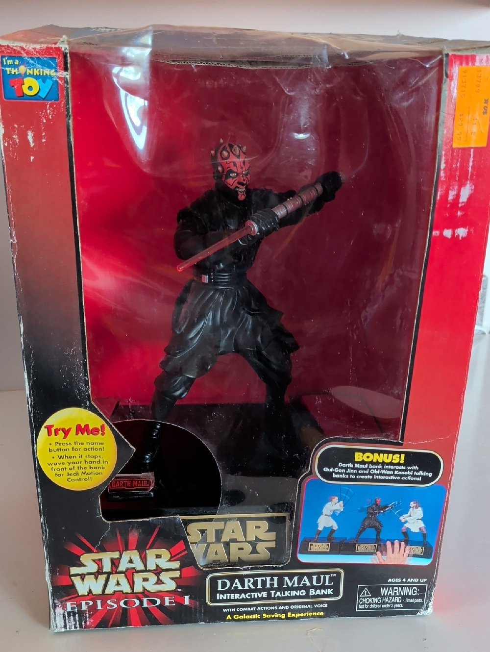 Vintage 1999 Star Wars Episode 1, Darth Maul Talking Bank - Red & Black